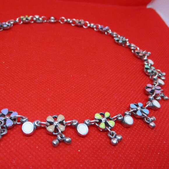 Vintage PHILIPPE AUDIBERT PARIS Enamel Silver Tone Metal Floral Dangle Beaded - Picture 8 of 14